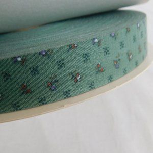 Offray Creative Craft Floral Fabric Cloth Ribbon 7/8" Wd x 100 Yds Cotton Green